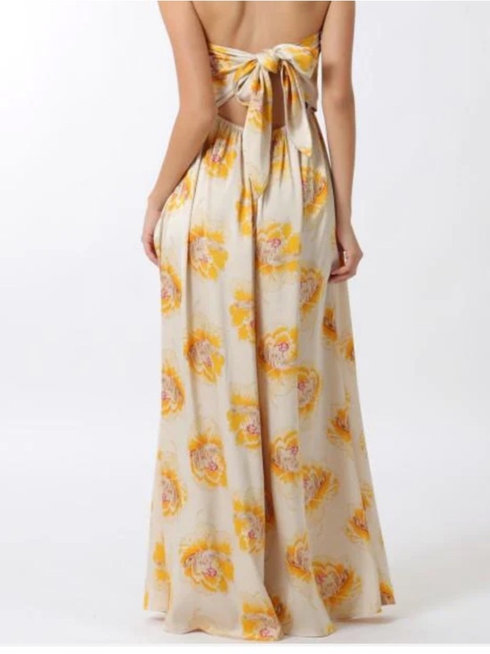 NWT- satin marigold blossom romper Strapless Floral size large - Picture 5 of 6